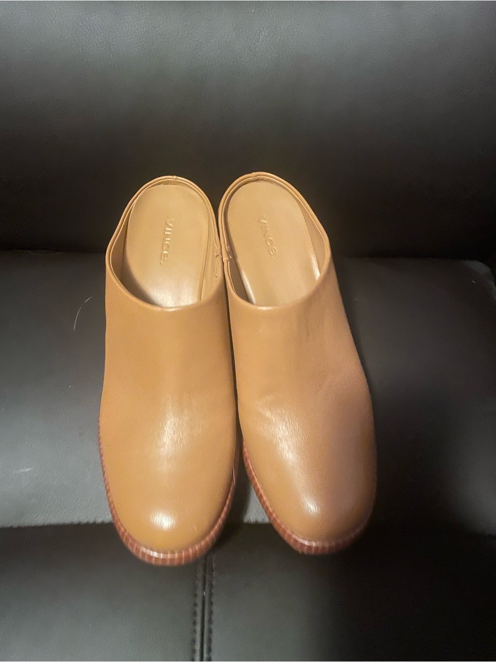Vince Women's Tan Leather Mule Clogs
